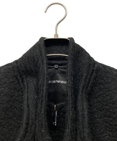 EMPORIO ARMANI（エンポリオ アルマーニ）EMPORIO ARMANI (エンポリオ アルマーニ) スカーフカラー ブークレ風ファブリック ジップアップ コート ブラック サイズ:４４の古着・服飾アイテム
