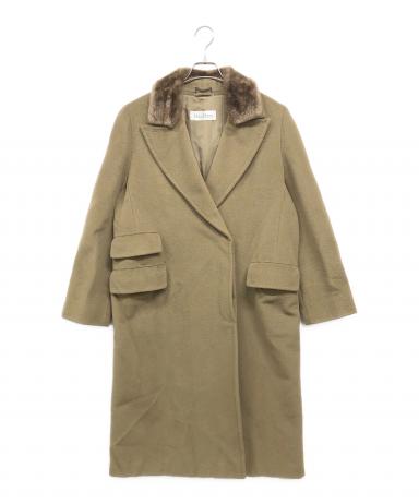 マックスマラ フェード ファー ベルト付きロングコート ブラウン 中古・古着通販】MaxMara (マックスマーラ) ラクーンファー付ロング