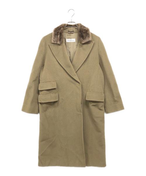 MaxMara（マックスマーラ）MaxMara (マックスマーラ) ラクーンファー付ロングコート ブラウン サイズ:42の古着・服飾アイテム