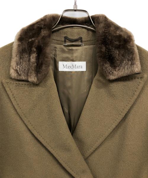MaxMara（マックスマーラ）MaxMara (マックスマーラ) ラクーンファー付ロングコート ブラウン サイズ:42の古着・服飾アイテム