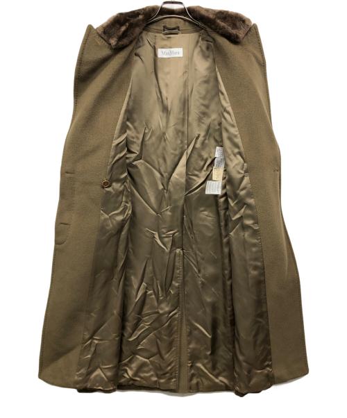 MaxMara（マックスマーラ）MaxMara (マックスマーラ) ラクーンファー付ロングコート ブラウン サイズ:42の古着・服飾アイテム