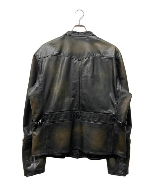 RRL（ダブルアールエル）RRL (ダブルアールエル) CAFE RACER MILLER LEATHER JACKET ブラック サイズ:XLの古着・服飾アイテム