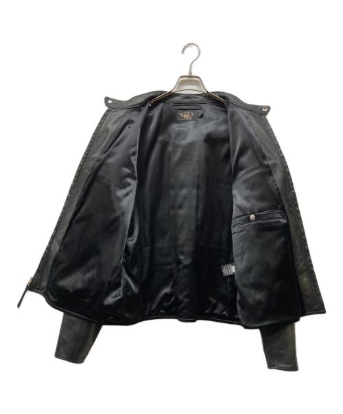 RRL（ダブルアールエル）RRL (ダブルアールエル) CAFE RACER MILLER LEATHER JACKET ブラック サイズ:XLの古着・服飾アイテム