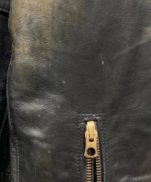 RRL（ダブルアールエル）RRL (ダブルアールエル) CAFE RACER MILLER LEATHER JACKET ブラック サイズ:XLの古着・服飾アイテム