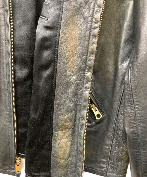 RRL（ダブルアールエル）RRL (ダブルアールエル) CAFE RACER MILLER LEATHER JACKET ブラック サイズ:XLの古着・服飾アイテム