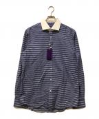 RALPH LAUREN Purple Labelラルフ ローレン パープル レーベル）の古着「ボーダー柄クレリックシャツ」｜ネイビー