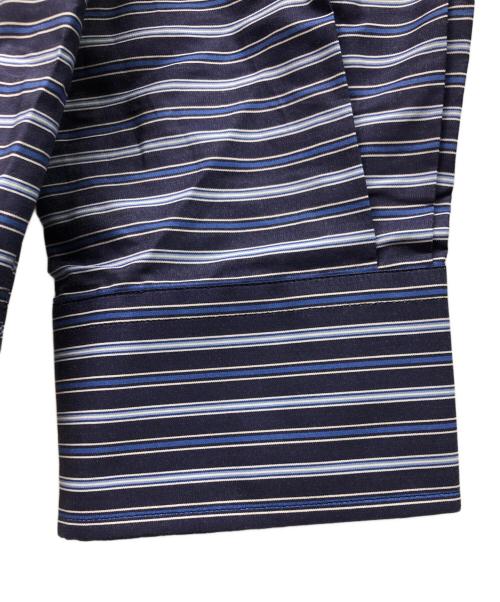 RALPH LAUREN Purple Label（ラルフ ローレン パープル レーベル）RALPH LAUREN PURPLE LABEL (ラルフ ローレン パープル レーベル) ボーダー柄クレリックシャツ ネイビー サイズ:16 未使用品の古着・服飾アイテム