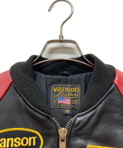 VANSON（バンソン）VANSON (バンソン) レーシングレザージャケット レッド×ブラック サイズ:36の古着・服飾アイテム
