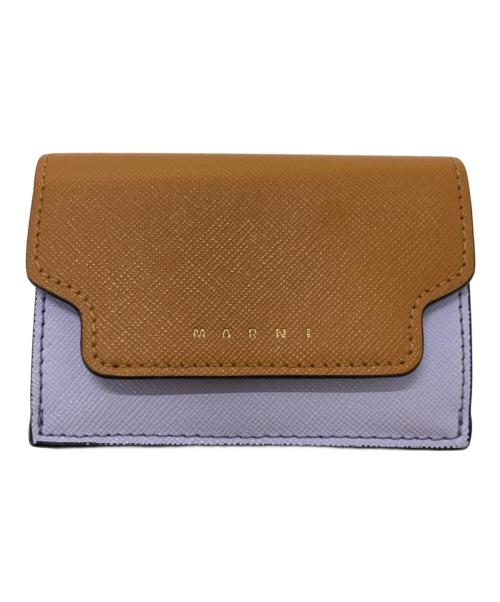 MARNI（マルニ）MARNI (マルニ) 3つ折り財布 ブラウン×パープルの古着・服飾アイテム