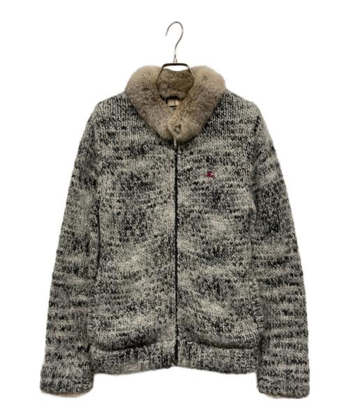BURBERRY BLACK LABEL（バーバリーブラックレーベル）BURBERRY BLACK LABEL (バーバリーブラックレーベル) ラビットファーニットジャケット グレー サイズ:1の古着・服飾アイテム