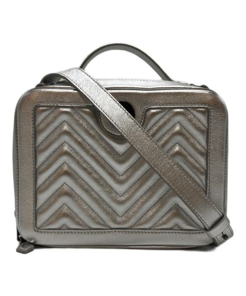 GIORGIO ARMANI（ジョルジオアルマーニ）GIORGIO ARMANI (ジョルジオアルマーニ) メタリックデザインショルダーバッグ シルバーの古着・服飾アイテム