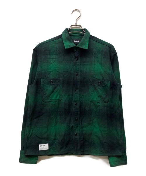 Schott（ショット）Schott (ショット) OMBRE CHECK CF LS SHIRT グリーン サイズ:Mの古着・服飾アイテム