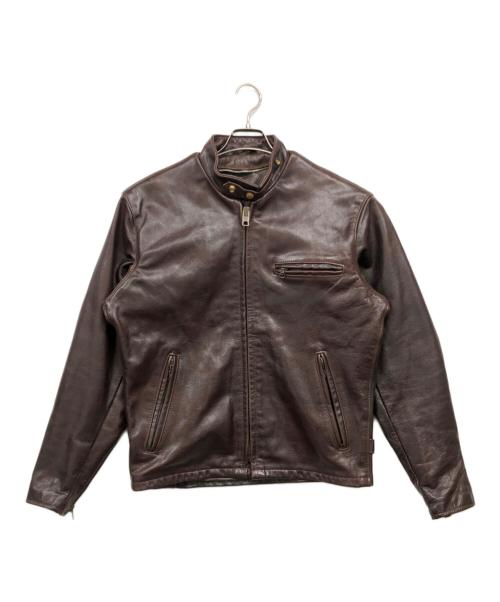 Schott（ショット）Schott (ショット) スタンドカラーシングルライダース ブラウン サイズ:38の古着・服飾アイテム