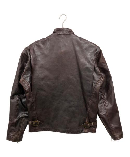 Schott（ショット）Schott (ショット) スタンドカラーシングルライダース ブラウン サイズ:38の古着・服飾アイテム