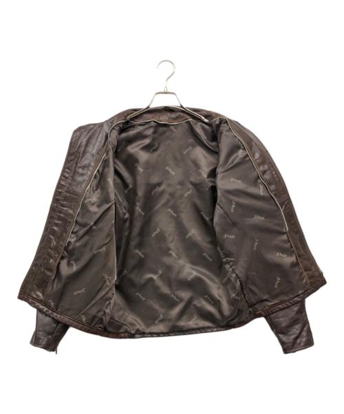 Schott（ショット）Schott (ショット) スタンドカラーシングルライダース ブラウン サイズ:38の古着・服飾アイテム
