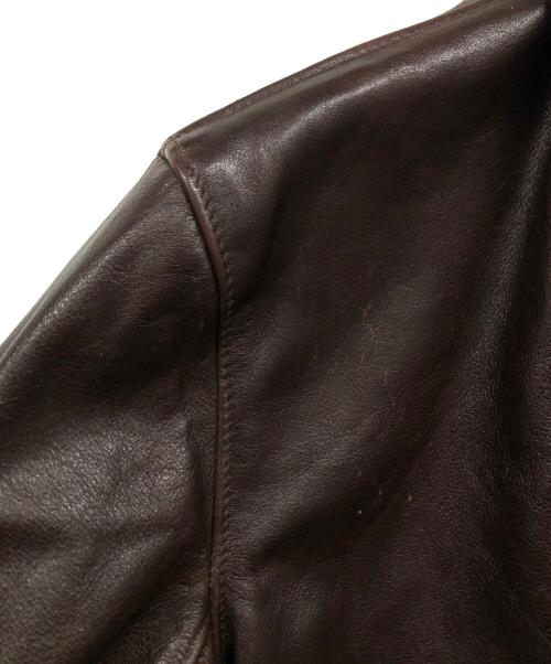 Schott（ショット）Schott (ショット) スタンドカラーシングルライダース ブラウン サイズ:38の古着・服飾アイテム