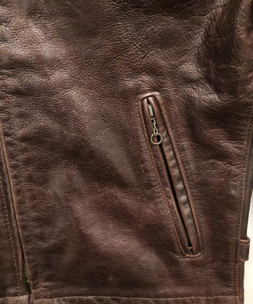 Schott（ショット）Schott (ショット) スタンドカラーシングルライダース ブラウン サイズ:38の古着・服飾アイテム