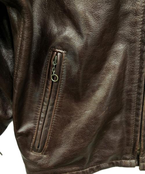Schott（ショット）Schott (ショット) スタンドカラーシングルライダース ブラウン サイズ:38の古着・服飾アイテム