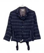 COMME des GARCONS SHIRTコムデギャルソンシャツ）の古着「ボーダー縮絨ジャケット」｜ネイビー