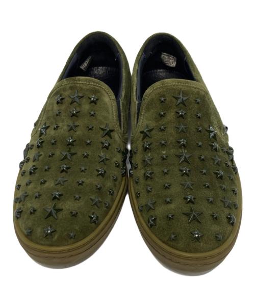 JIMMY CHOO（ジミーチュウ）JIMMY CHOO (ジミーチュウ) スタースタッズスウェードスリッポン グリーン サイズ:39の古着・服飾アイテム