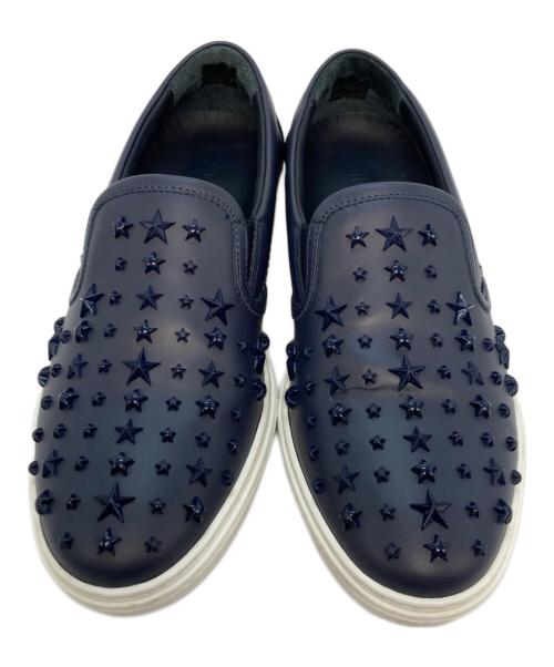 JIMMY CHOO（ジミーチュウ）JIMMY CHOO (ジミーチュウ) スタースタッズスリッポン ネイビー サイズ:40の古着・服飾アイテム