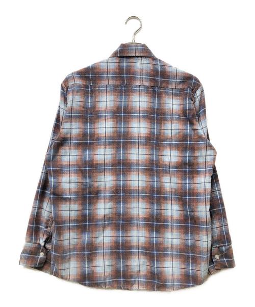 Sears（シアーズ）Sears (シアーズ) オンブレプリントネルシャツ ブラウン サイズ:Mの古着・服飾アイテム