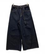 sacaiサカイ）の古着「BELTED BAGGY FLAIR DENIM PANTS」｜ネイビー