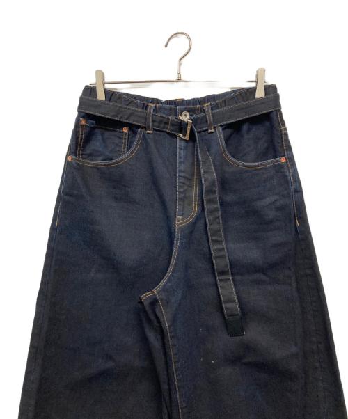 sacai（サカイ）sacai (サカイ) BELTED BAGGY FLAIR DENIM PANTS ネイビーの古着・服飾アイテム