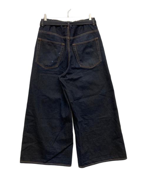 sacai（サカイ）sacai (サカイ) BELTED BAGGY FLAIR DENIM PANTS ネイビーの古着・服飾アイテム