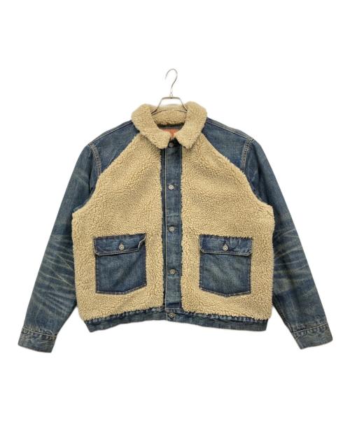 RRL（ダブルアールエル）RRL (ダブルアールエル) デニムグリズリージャケット ベージュ×ブルー サイズ:XLの古着・服飾アイテム
