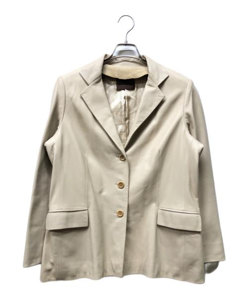 LOEWE（ロエベ）LOEWE (ロエベ) レザーテーラードジャケット ベージュ サイズ:46の古着・服飾アイテム