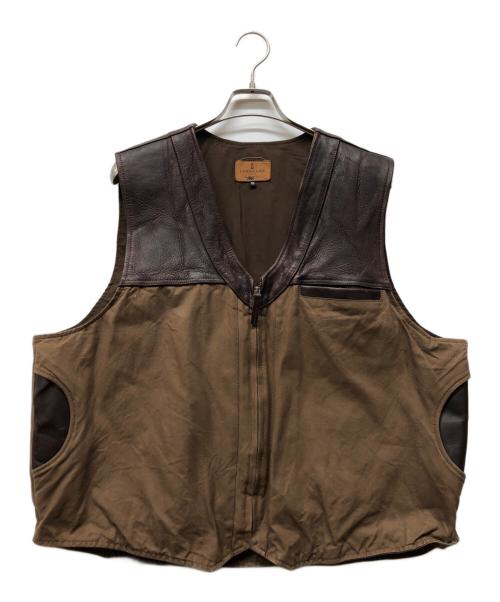 CORONADO（コロナド）CORONADO (コロナド) レザー切り替えベスト ブラウン サイズ:XLの古着・服飾アイテム
