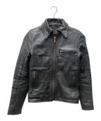VANSONバンソン）の古着「シングルライダースジャケット」｜ブラック