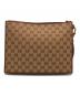 GUCCI (グッチ) MLB (エムエルビー) GGキャンバスクラッチバッグ ブラウン×ベージュ：30000円