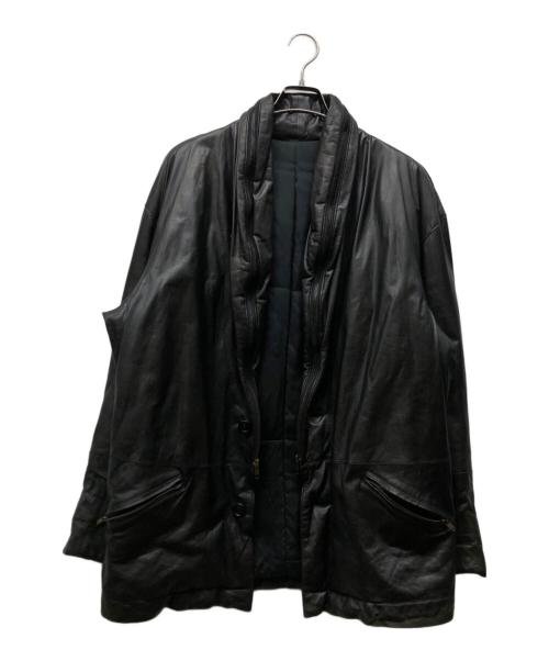 ISSEY MIYAKE MEN（イッセイミヤケメン）ISSEY MIYAKE MEN (イッセイミヤケメン) レザーラウンドジップジャケット ブラック サイズ:Mの古着・服飾アイテム