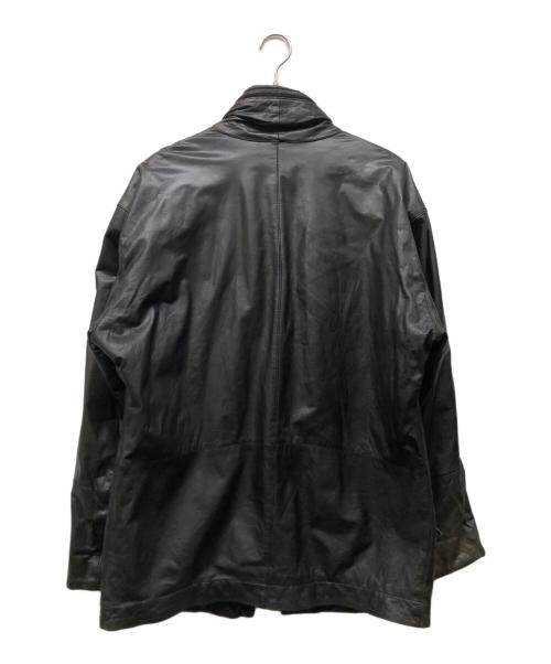 ISSEY MIYAKE MEN（イッセイミヤケメン）ISSEY MIYAKE MEN (イッセイミヤケメン) レザーラウンドジップジャケット ブラック サイズ:Mの古着・服飾アイテム