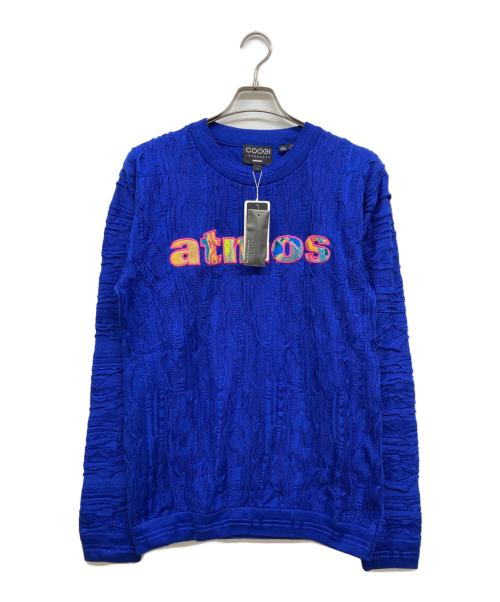 Coogi（クージー）Coogi (クージー) atmos (アトモス) 刺繍ロゴニット ブルー サイズ:L 未使用品の古着・服飾アイテム