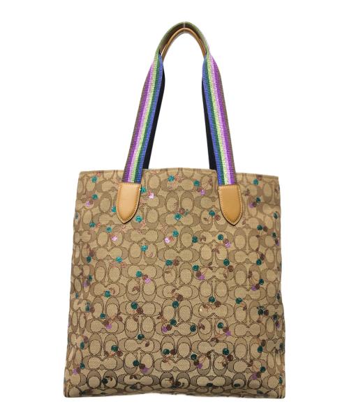 COACH（コーチ）COACH (コーチ) シグネチャーチェリー柄トートバッグ ベージュの古着・服飾アイテム