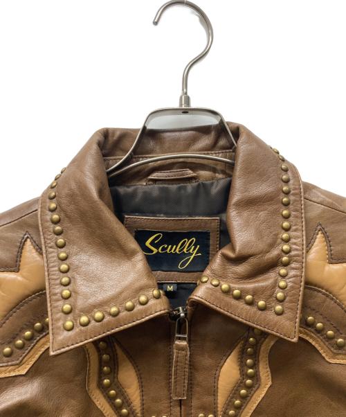 scully（スカリー）Scully (スカリー) スタッズデザインレザージャケット ブラウン サイズ:Mの古着・服飾アイテム