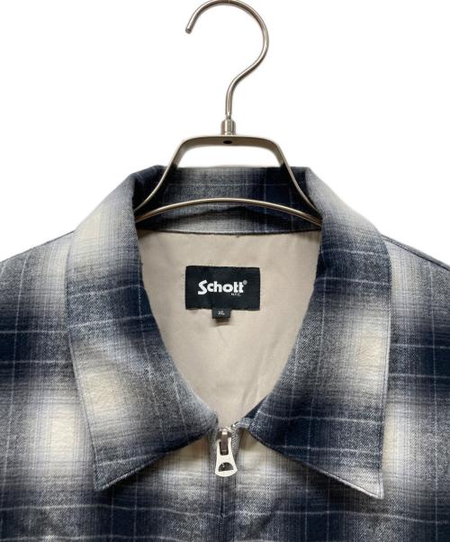 Schott（ショット）Schott (ショット) OMBRE CHECK FLANNEL JACKET ホワイト×ブラック サイズ:XLの古着・服飾アイテム