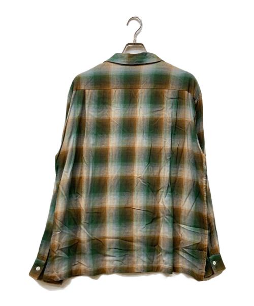BENJAMIN authentic club（（ベンジャミンオーセンティッククラブ））Benjamin Authentic Club (（ベンジャミンオーセンティッククラブ）) Rayon open collar Check Shirt ブラウン×グリーン サイズ:XLの古着・服飾アイテム