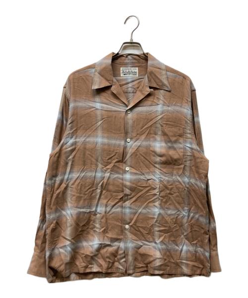 WACKO MARIA（ワコマリア）WACKO MARIA (ワコマリア) OMBRAY CHECK OPEN COLLAR SHIRTS L/S ブラウン サイズ:Lの古着・服飾アイテム