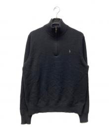 POLO RALPH LAUREN（ポロ・ラルフローレン）の古着「ハーフジップニット」｜ブラック