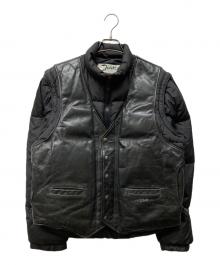 Schott（ショット）の古着「レザー切替ダウンジャケット」｜ブラック