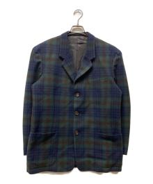 Y's for men（ワイズフォーメン）の古着「ウールチェックテーラードジャケット」｜グリーン×ネイビー