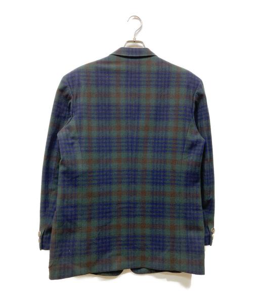 Y's for men（ワイズフォーメン）Y'S for men (ワイズフォーメン) ウールチェックテーラードジャケット グリーン×ネイビー サイズ:Sの古着・服飾アイテム