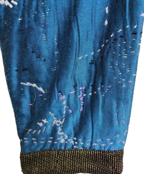 HaaT ISSEY MIYAKE（ハート イッセイ ミヤケ）Haat ISSEY MIYAKE (ハート イッセイ ミヤケ) 混紡刺し子生地刺繍総柄ロングコート ブルー サイズ:2の古着・服飾アイテム