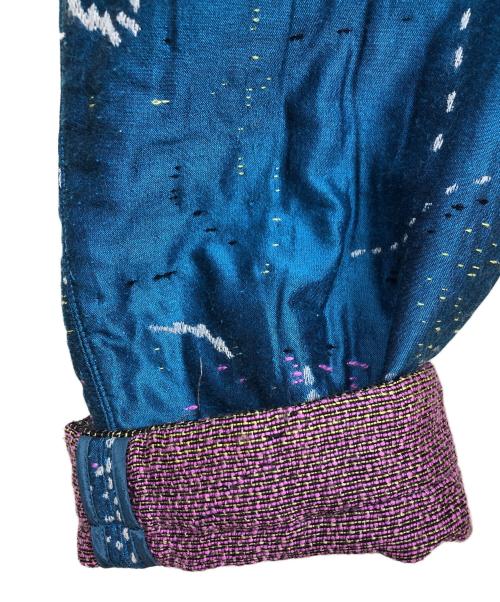 HaaT ISSEY MIYAKE（ハート イッセイ ミヤケ）Haat ISSEY MIYAKE (ハート イッセイ ミヤケ) 混紡刺し子生地刺繍総柄ロングコート ブルー サイズ:2の古着・服飾アイテム