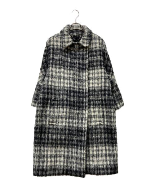 WEEKEND Max Mara（ウィークエンド マックスマーラ）Weekend Max Mara (ウィークエンド マックスマーラ) シャギーベルテッドコート ホワイト×ブラック サイズ:42の古着・服飾アイテム