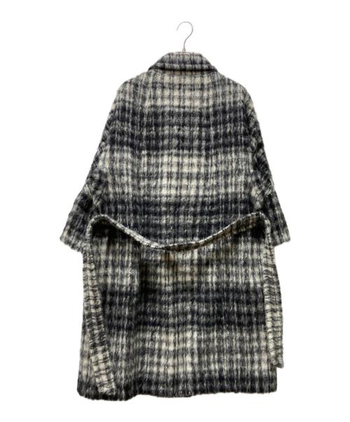 WEEKEND Max Mara（ウィークエンド マックスマーラ）Weekend Max Mara (ウィークエンド マックスマーラ) シャギーベルテッドコート ホワイト×ブラック サイズ:42の古着・服飾アイテム